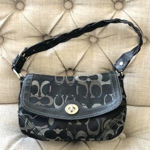 Coach Chelsea Black and Gray Shoulder Bag with Braided Leather Strap
